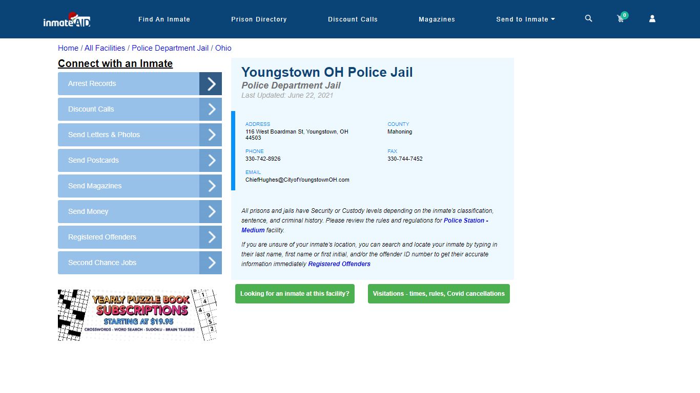 Youngstown OH Police Jail & Inmate Search - Youngstown, OH